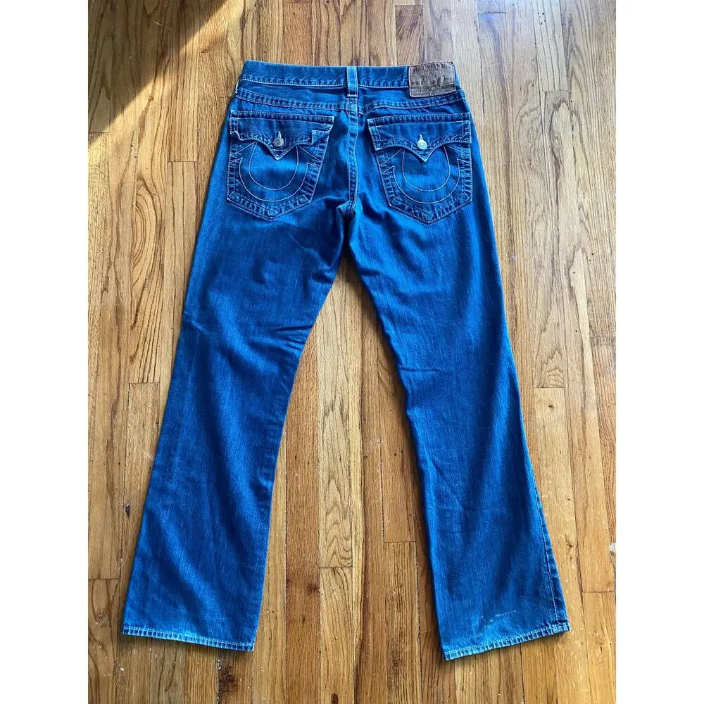 True Religion Jeans Mens Ricky Straight Denim Pockets 33